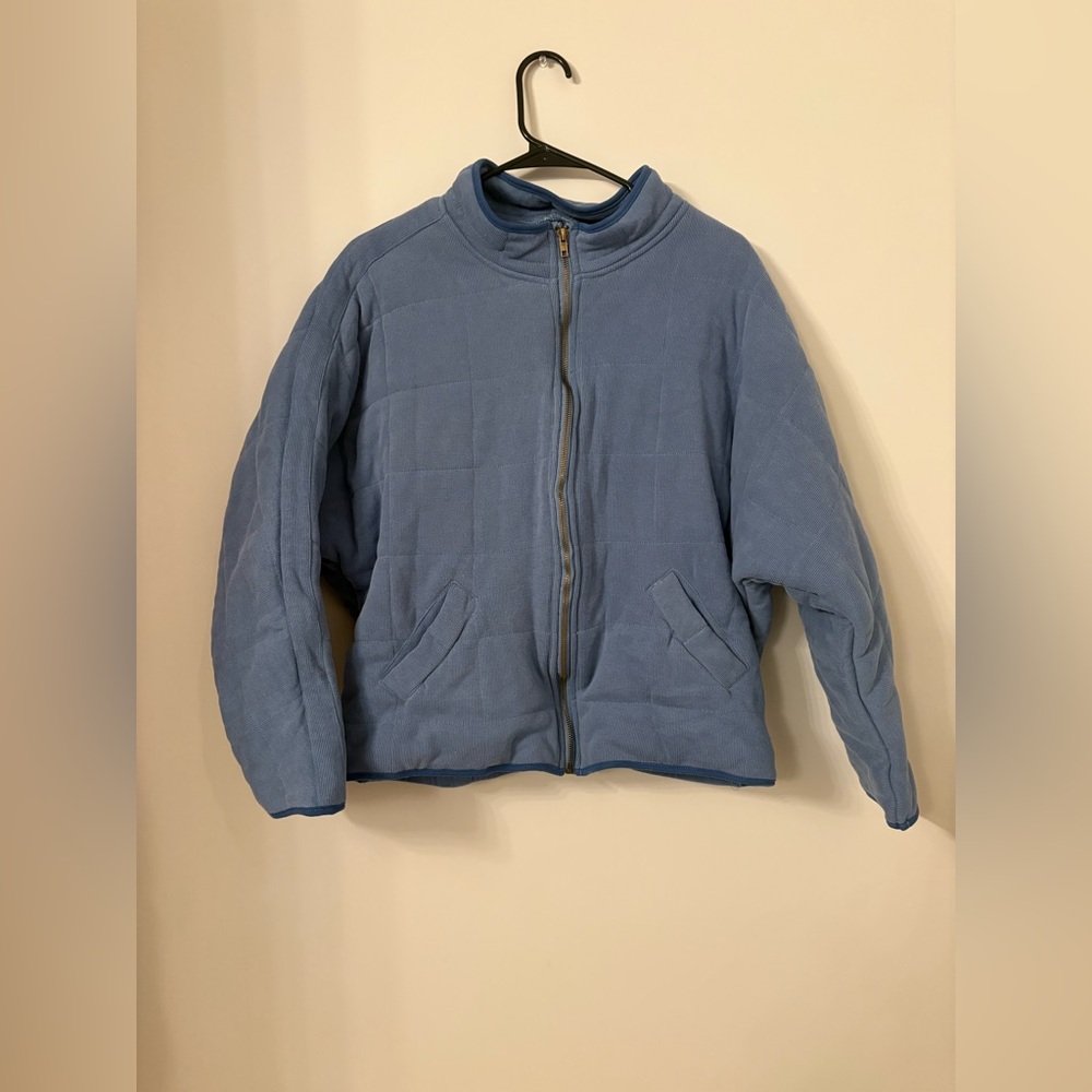 Blue Quilted Zip-Up Jacket